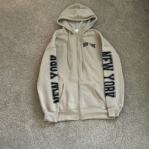 Orange Kiss Women’s Medium Cream NEW YORK Zip-Up Jacket